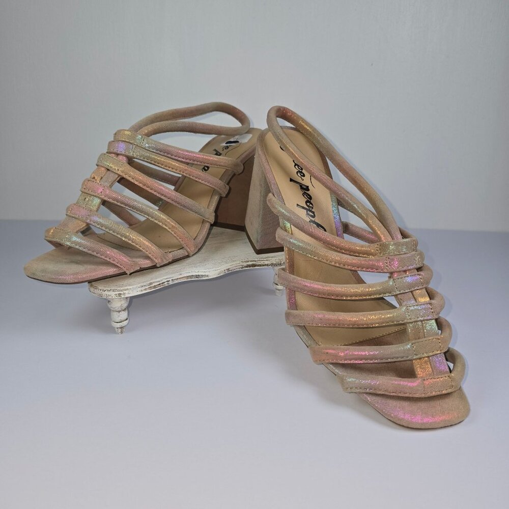 Free People Collette Cinched Rainbow Iridescent Blocked Heels, 8 (US), 38.5 NWOB - Picture 2 of 11